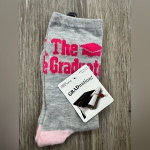 Graduation Socks - Gray with Pink Accents
